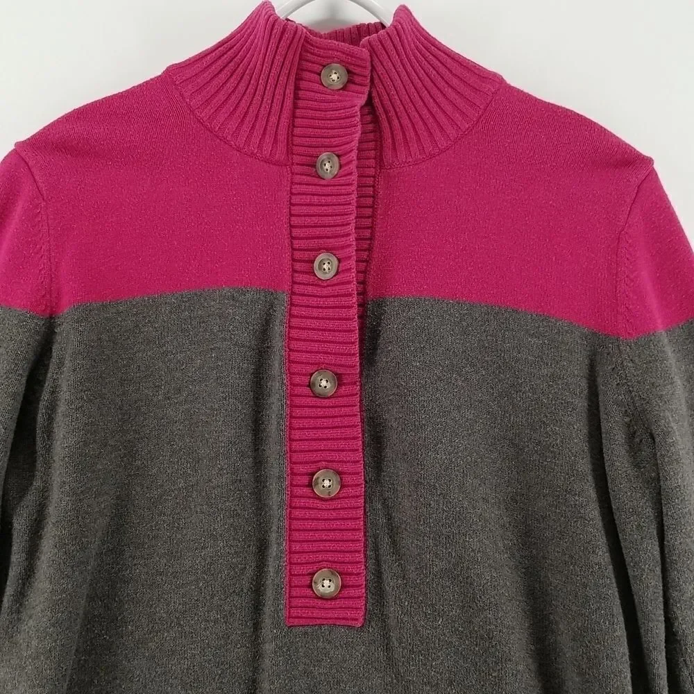 Eddie Bauer Sweater Women's Large Long Sleeve 1/2 Front Button Up Purple Grey - Picture 2 of 8